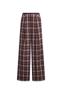 Wide leg vintage plaid pants with a layered double waistband detail