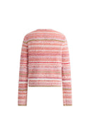 Belleville Fitted Stripe Sequin Tweed Cardigan in Brushed Multi-Yarn Wool Knit