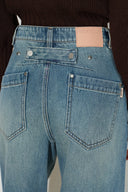 Bert Buckle Back Barrel Leg Jeans in Cotton Denim