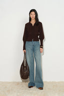 Bert Buckle Back Barrel Leg Jeans in Cotton Denim