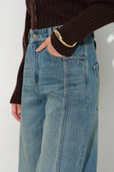 Bert Buckle Back Barrel Leg Jeans in Cotton Denim
