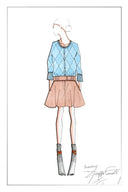Charlotte Pleated Adjustable Waist Buckle A Line Skort in Lightweight Twill