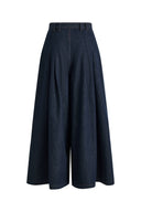 Pantalones estilo falda con cinturón en la cintura Mathilde en mezclilla con mezcla de cáñamo