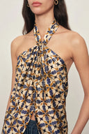 Jocelyn Halter Neck Top in Crinkled Silk Blend