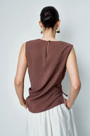 Ensemble top sans manches à col bénitier français Phoebe et pantalon large en soie sèche