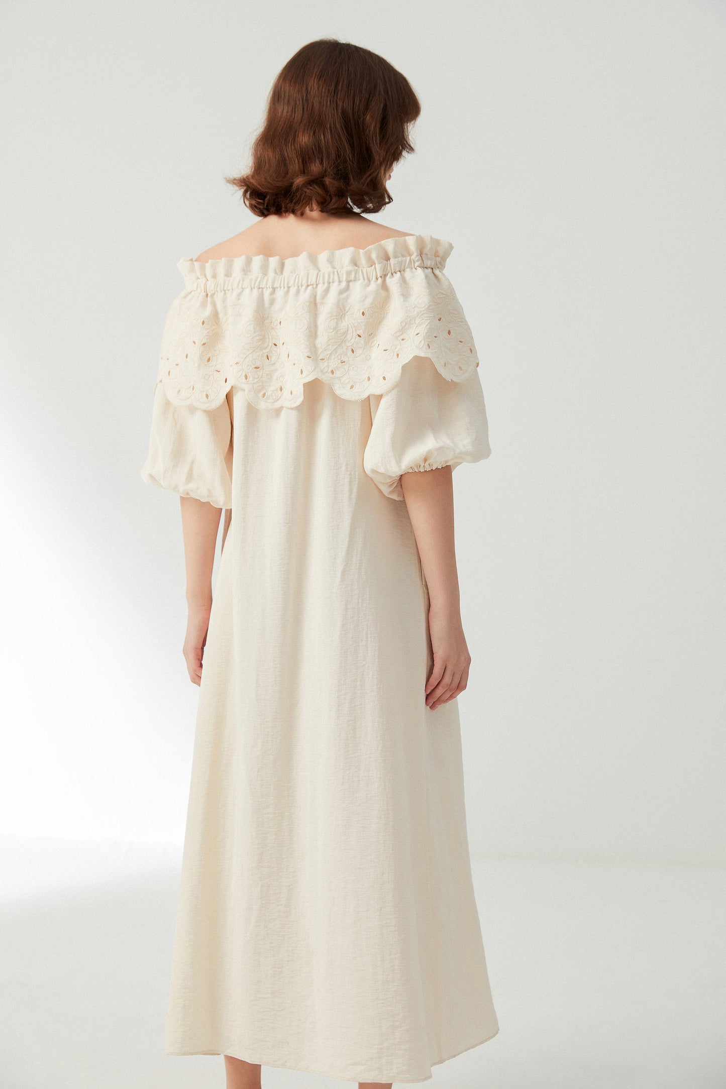 Alexia Lace Embroidery Dress in Tencel