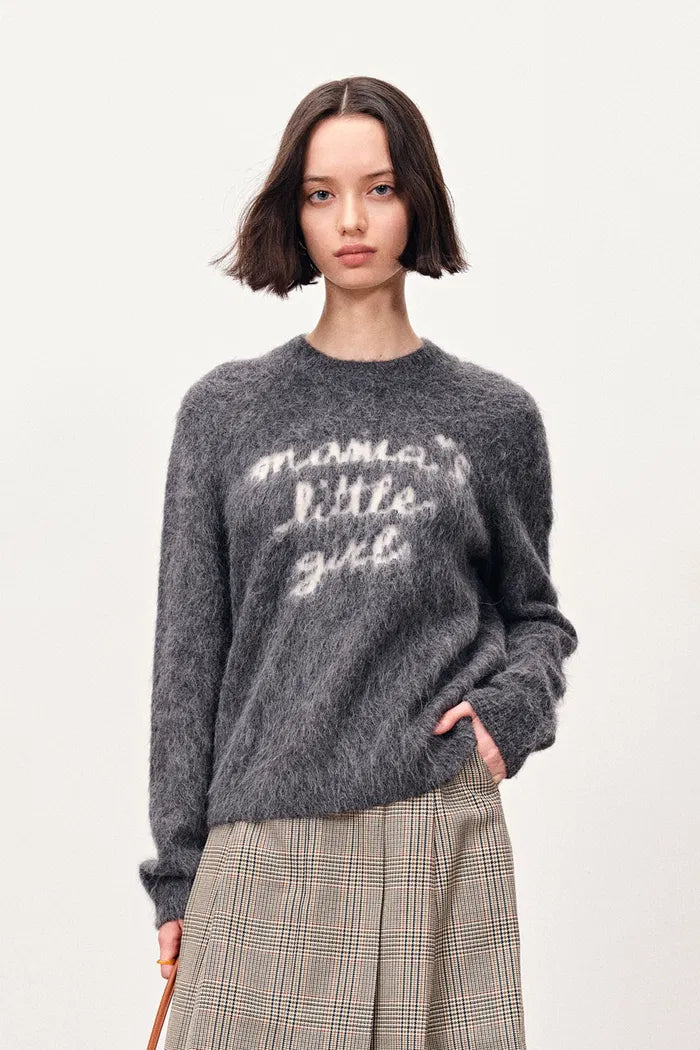 Girlie Hand Work Alphabet Sweater in Alpaca Blend