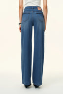 Billie Hand Braided Straight Leg Jeans in Lightweight Stretch Denim