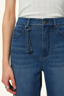 Billie Hand Braided Straight Leg Jeans in Lightweight Stretch Denim