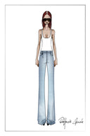 Billie Hand Braided Straight Leg Jeans in Lightweight Stretch Denim
