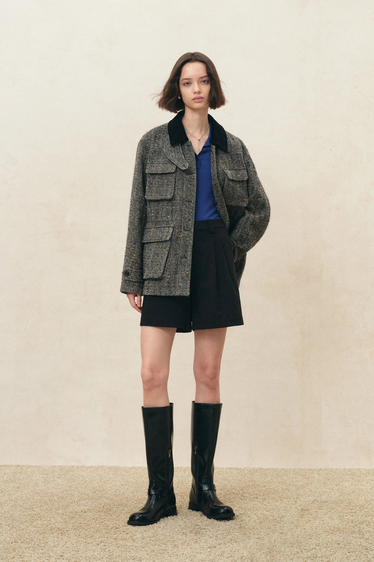 Blair Flecked Herringbone Field Jacket in Wool Blend – fbrq.com