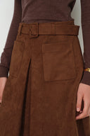 Blake Lace Hem Skirt in Faux Suede