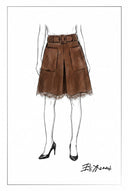 Blake Lace Hem Skirt in Faux Suede