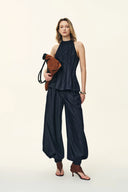 Bonnie Handwork Pleats Balloon Jeans in Acetate Tencel Denim