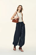 Bonnie Handwork Pleats Balloon Jeans in Acetate Tencel Denim