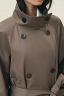 Bower Double Breasted Cropped Trench Coat