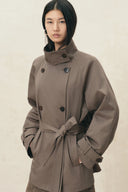 Bower Double Breasted Cropped Trench Coat