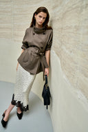 Bower Double Breasted Cropped Trench Coat