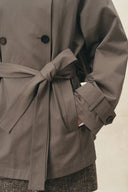 Bower Double Breasted Cropped Trench Coat