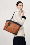 Brera Convertible Tote Bag Large in Full Grain Leather and Suede