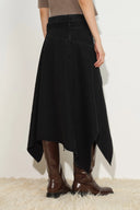 Brooklyn Asymmetric Hem Skirt in Cotton Denim