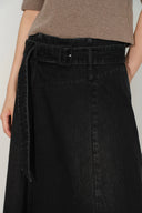 Brooklyn Asymmetric Hem Skirt in Cotton Denim
