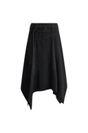 Brooklyn Asymmetric Hem Skirt in Cotton Denim