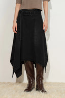 Brooklyn Asymmetric Hem Skirt in Cotton Denim