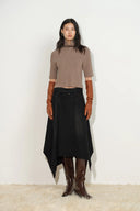 Brooklyn Asymmetric Hem Skirt in Cotton Denim