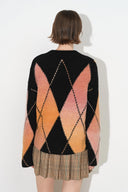 Bruce Space Dyed Gradient Argyle Cardigan in Alpaca Blend