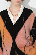 Bruce Space Dyed Gradient Argyle Cardigan in Alpaca Blend