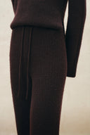 Brynn Drawstring Wide Leg Pants in Cotton Knit