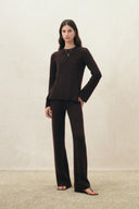 Brynn Drawstring Wide Leg Pants in Cotton Knit