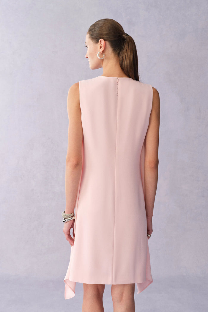 dress with side pleats Highend sleeveless beige side pleated dress