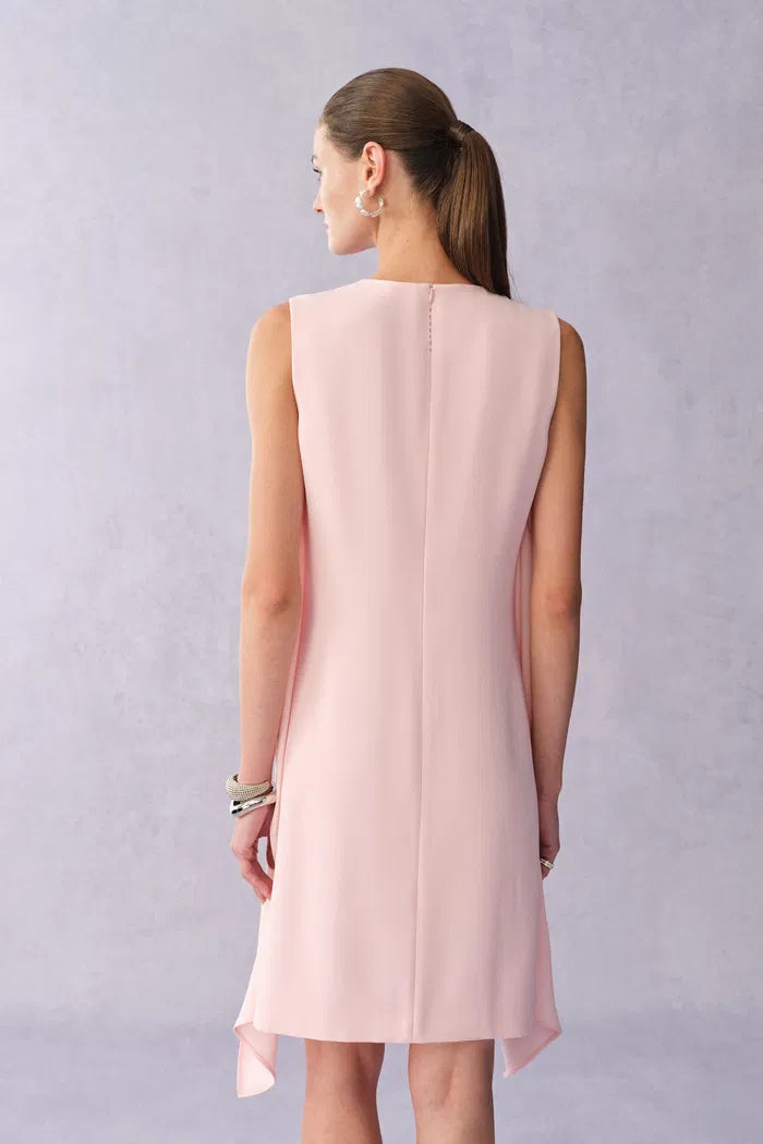 Cilace Wavy Side Pleats Sleeveless Dress in Matte Textured Weave