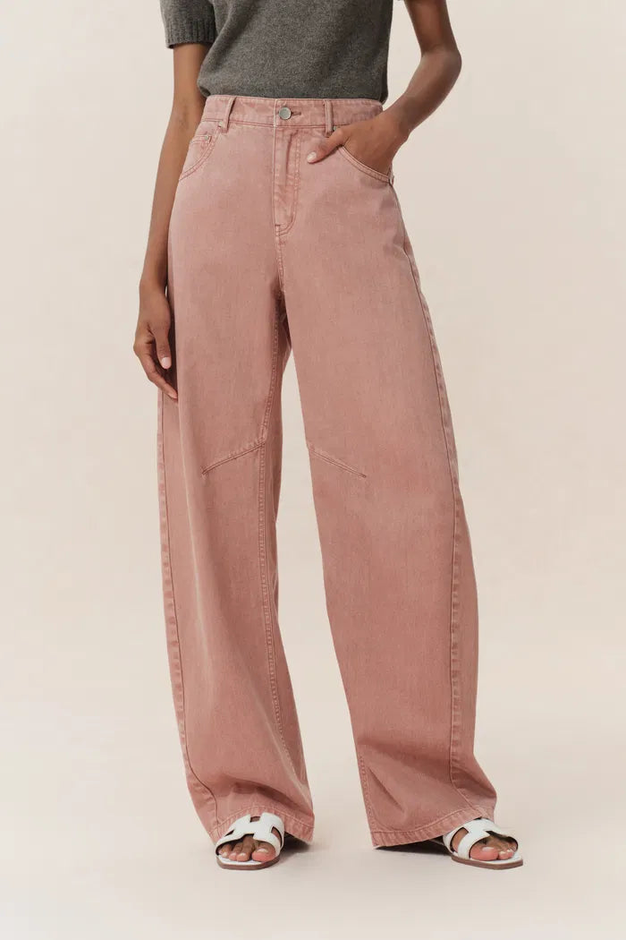 Adeline Knee Seams Dusty Pink Jeans in Lyocell Denim