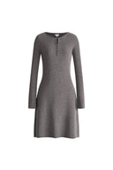 Emily Grey Henley Collar Fitted Short Dress in Merino Wool Knit fbrq.com Emily Grey Henley Collar Fitted Short Dress in Merino Wool Knit fbrq.com