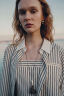 Nao Casual Striped Shirt and Shorts Matching Set in Cotton Poplin