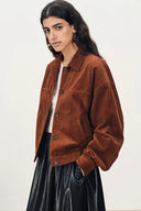 Aaliyah Dropped Shoulder Jacket in Corduroy Cotton