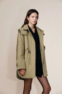 Casey Hooded Drawstring Lightweight Down Jacket in Crinkle Cotton Blend