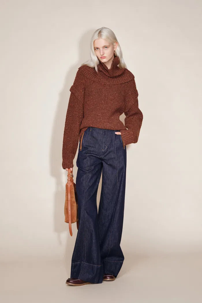 Linda Detachable Highneck Sweater in Merino Wool Blend