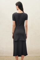 Isla Grey Ruched Tie Front T-Shirt Dress