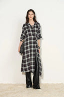 Lea abnehmbares Wickel-Karohemdkleid
