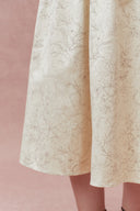 Rose Pleated Denim Skirt in Cottonseed Hull Denim