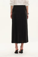 Citadel Leather Tabs Side-Slit Pleated Skirt in Acetate