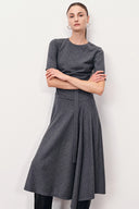 Bea Asymmetric Hem Wool Dress in Merino Wool