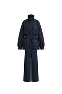 Solene Utility-Stil Figurbetonte Jacke und Jeans im Set aus Hanf-Misch-Denim