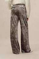 Shining Velvet Straight Leg Trousers in Ice Velvet