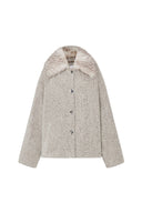 Blossom Detachable Fur Collar Coat in Ultra-Light Alpaca Bouclé