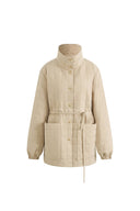 Giacca imbottita leggera Dona con bottoni a pressione dorati opachi in tessuto ad alta densità anti-piuma